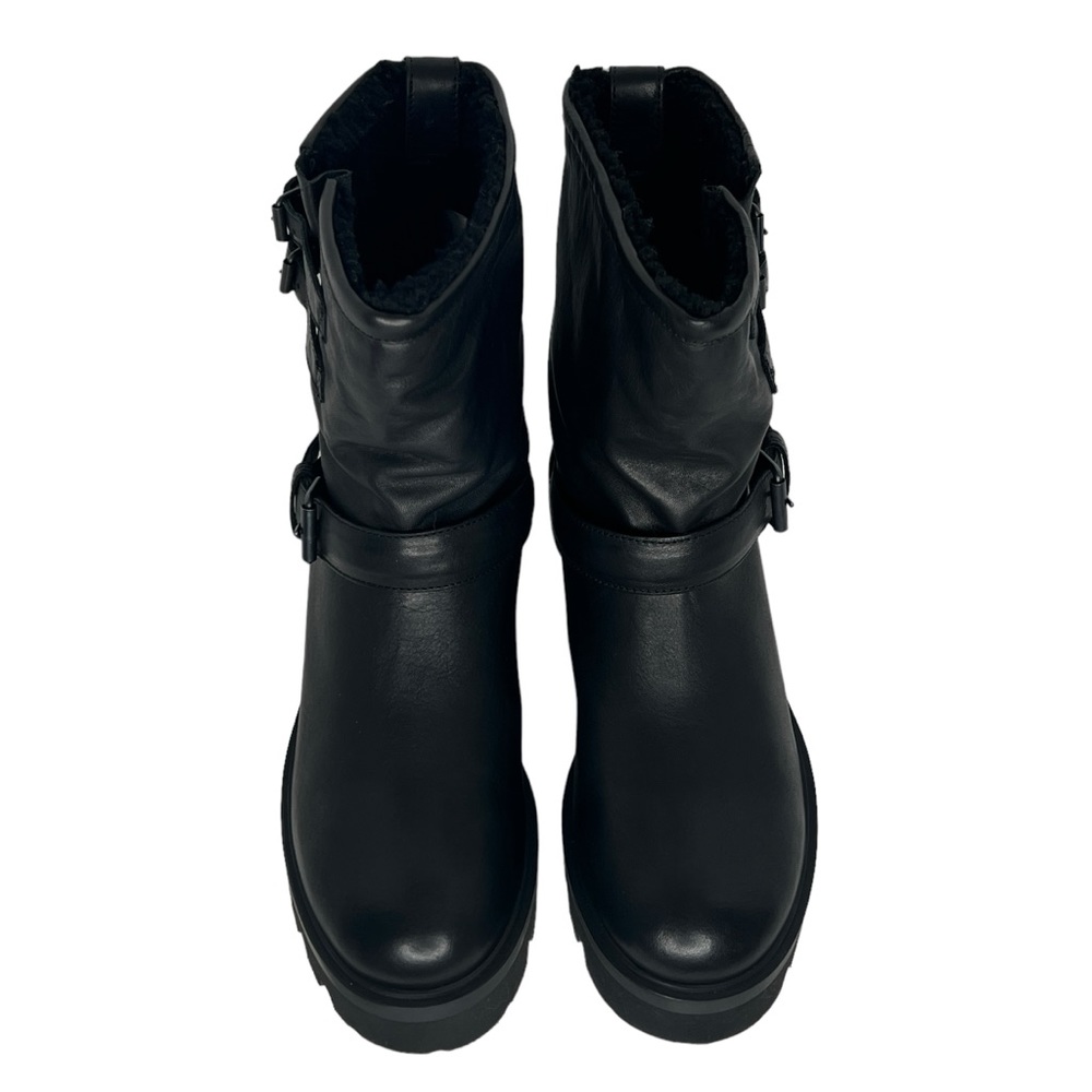 Ross & Snow Women’s Lucky Black Shearling Lining Leather Moto Boots Size 11 - Picture 12 of 16